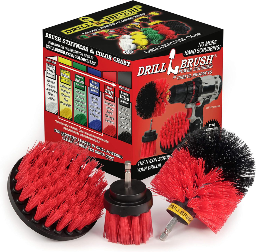 Outdoor Drill Powered Cleaning Brushes - Heavy Duty Deck Scrub Brush