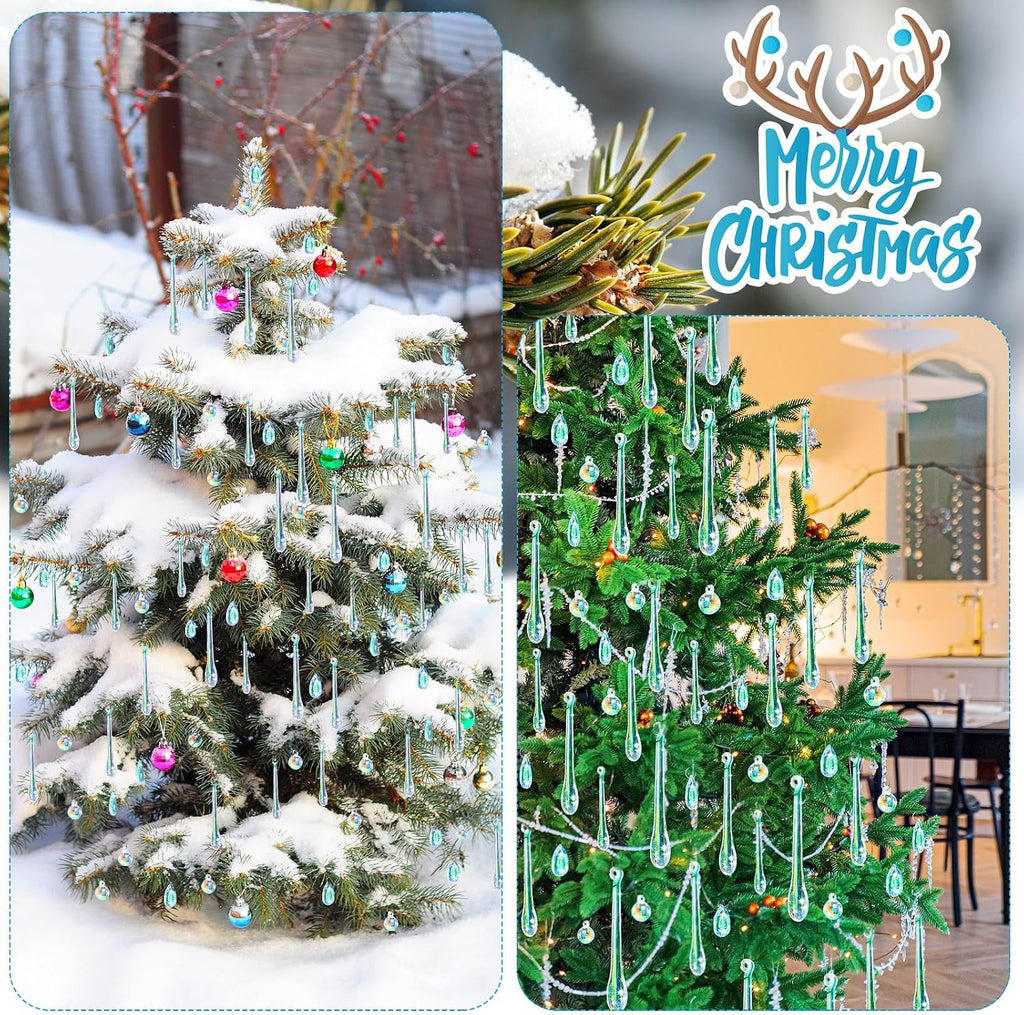 Vercraft 100 Pcs Christmas Tree Acrylic Hanging Ornaments, Laser Color