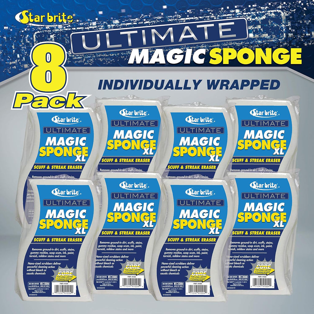 STAR BRITE Ultimate Magic Sponge XL, 8 Pack, Melamine Scuff Eraser