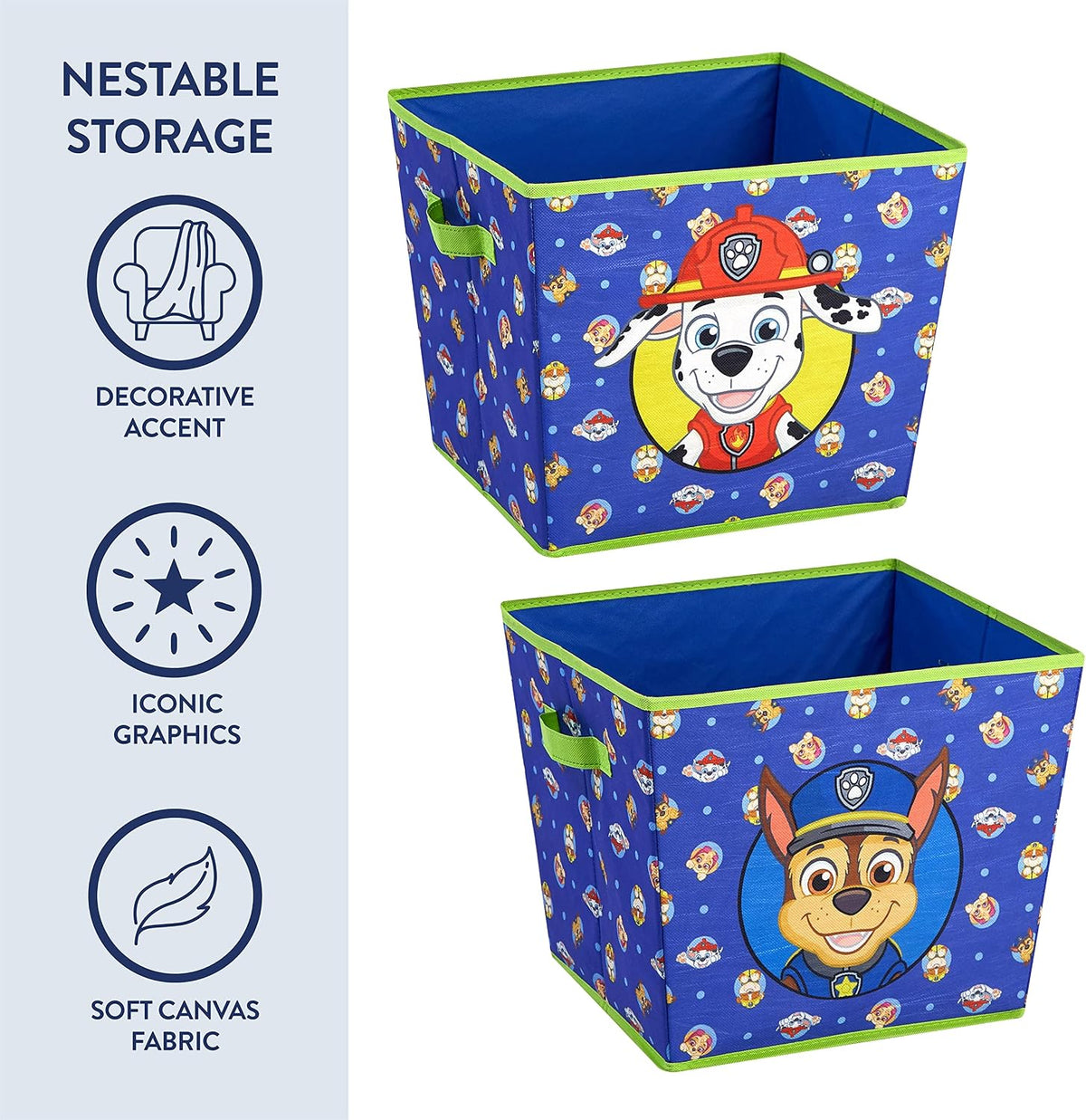Paw Patrol 4-Piece Kids Storage Set with Pop-Up Hamper, Collapsible Toy Trunk & 2 Nestable Bins, Bedroom & Playroom Organizer