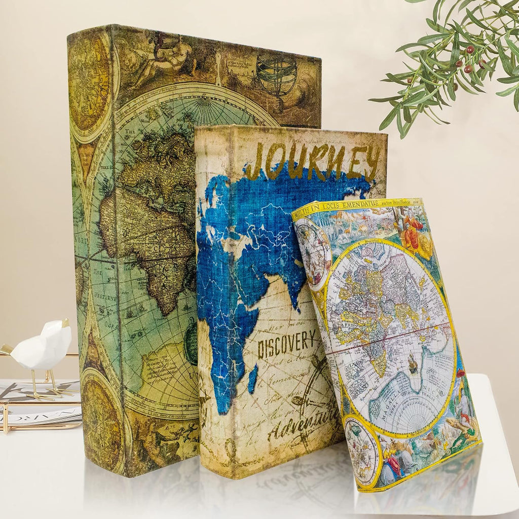 Decorative Book Box Set of 3,Fake Book Trinket Keepsake Storage Box