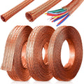 LEIFIDE Orange 3 Rolls Tinned Copper Braid Cable Shielding Sleeve