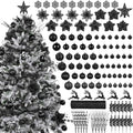 Ouddy Decor 105 Pcs Black Christmas Tree Ball Ornaments Decorations Set