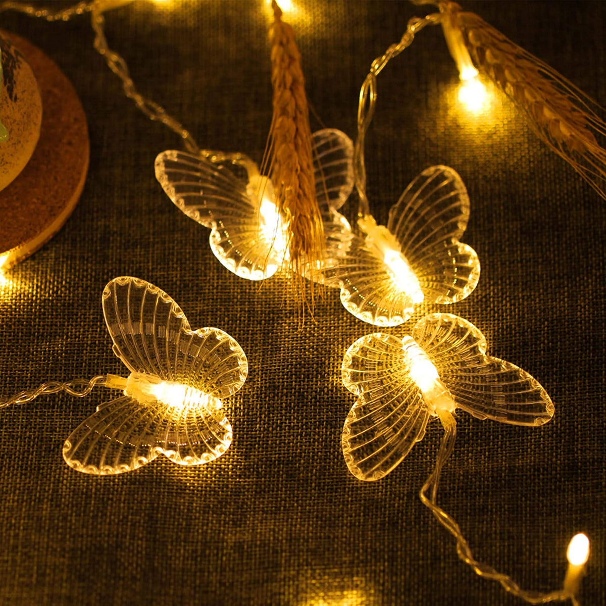 Butterfly Curtain Lights, 4.9ft 48 LED USB Window Fairy Lights 10 Butterflies 8 Modes Firefly Twinkle String Lights for Room Bedroom Wall Ceiling Party Wedding Christmas (Warm White)