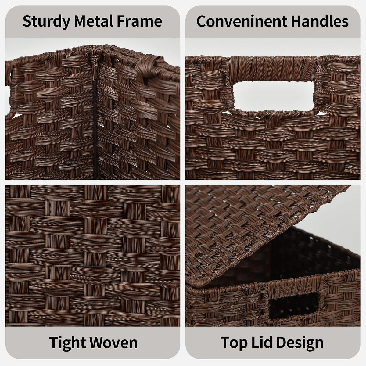 GRANNY SAYS Wicker Basket with Lid, Decorative Storage Baskets for Shelves