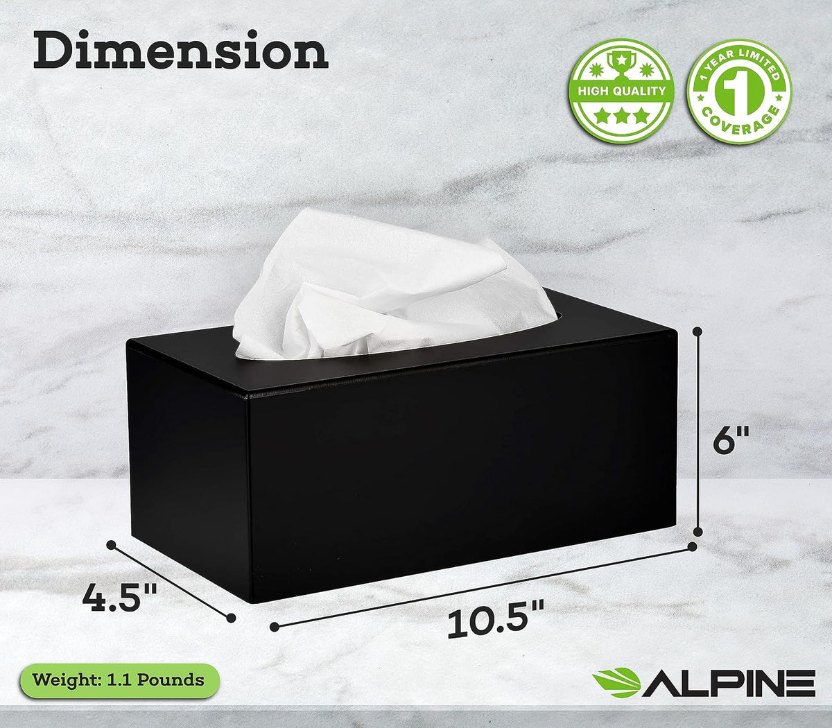 Alpine Industries Acrylic Rectangular Facial Tissue Dispenser Box - Modern Plastic Paper Towel Holder for Car, Kitchen Countertop, Bathroom & Shop (Rectangular)