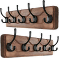 SKOLOO Rustic Coat Rack Wall Mount, 5 Hooks, 17 Inch, Solid Wood, Brown