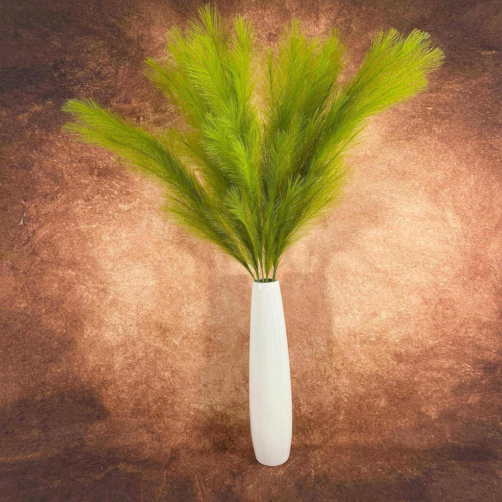 6 Pcs Artificial Pampas Grass Large, 47"/121cm Fake Faux Artificial Pampas Grass Decor Tall Stems Fluffy Pompous Pompass Branch Floor Vase Filler for Home Decor Boho Decor Wedding Grass Green