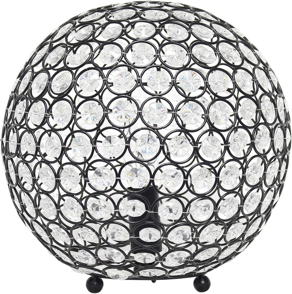 Elegant Designs LT1067-RBZ 10" Elipse Crystal Collection Metal Crystal Ball Sequin Table Desk Lamp for Accent Lighting, Décor, Living Room, Restoration Bronze