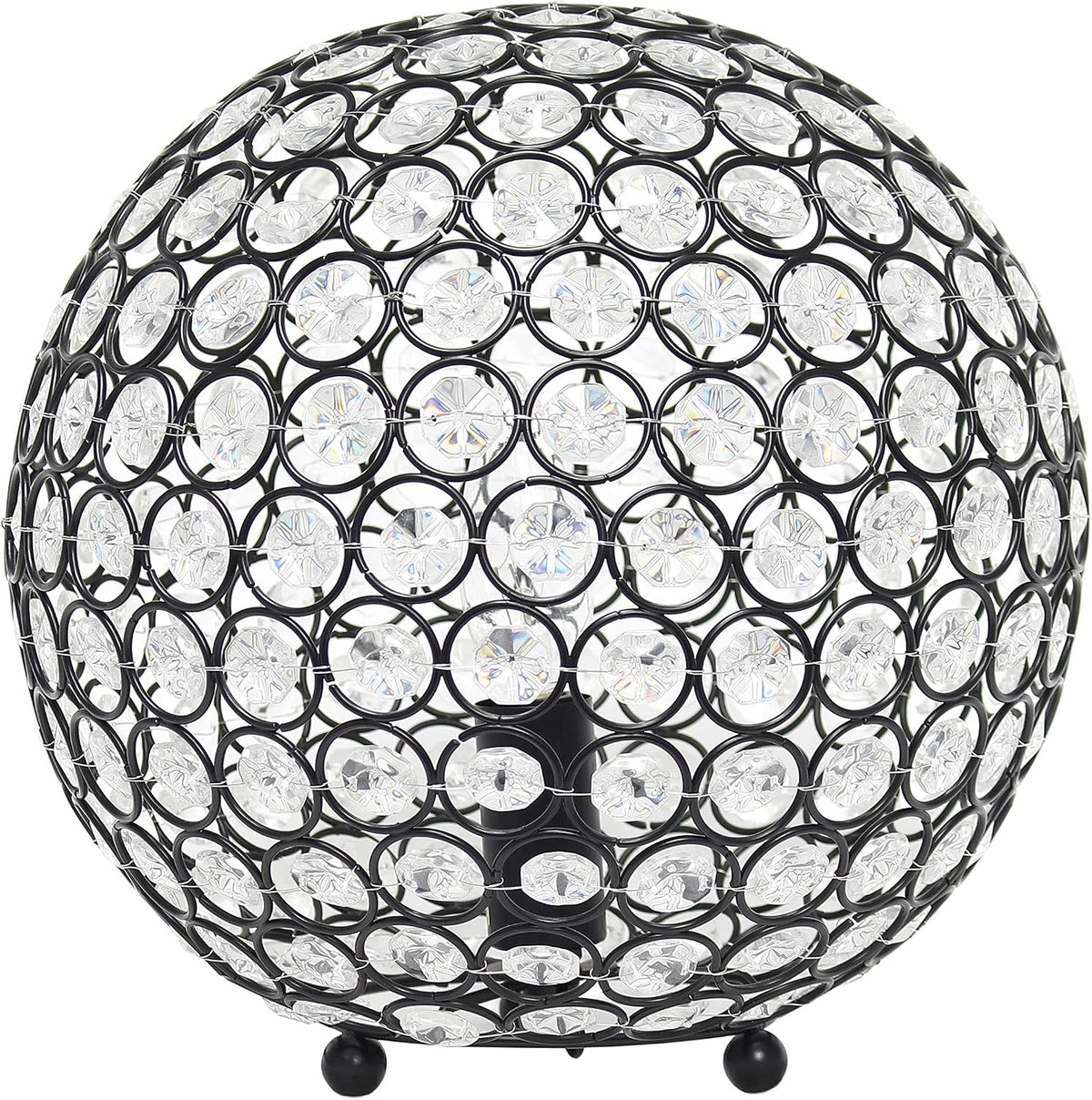 Elegant Designs LT1067-RBZ 10" Elipse Crystal Collection Metal Crystal Ball Sequin Table Desk Lamp for Accent Lighting, Décor, Living Room, Restoration Bronze