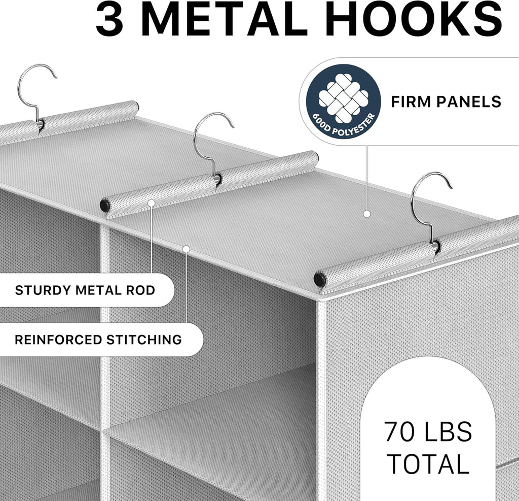 Simple Houseware 6 Shelf Double-Wide Hanging Closet Organizer, Gray