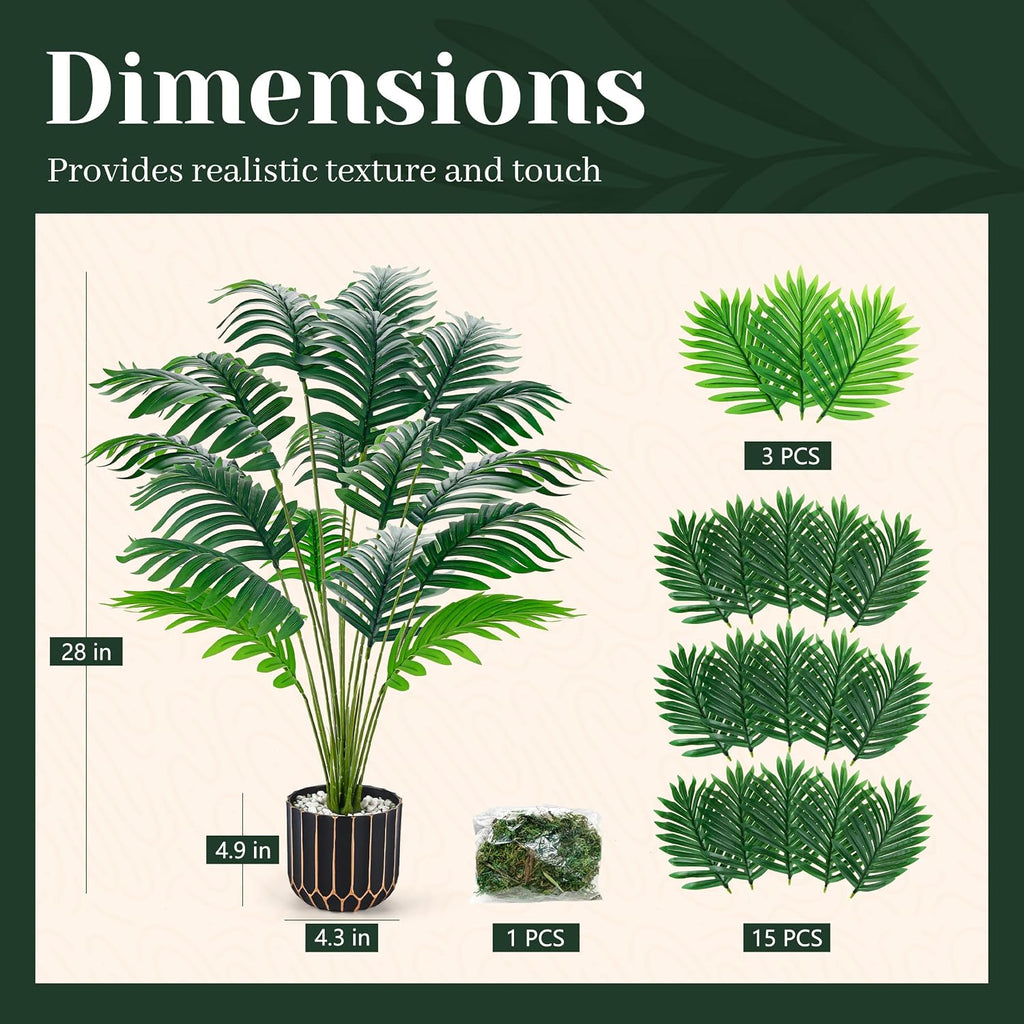 Der Rose 28" Fake Palm Tree, Artificial Plants Indoor with Black Gold Pot