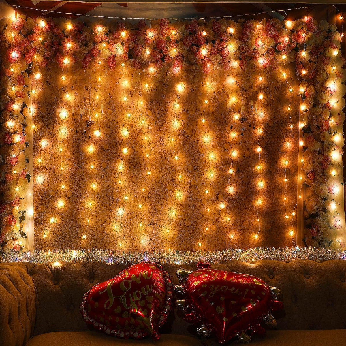 3 Pack 195 LED Curtain Tapestry Lights, 6.5 x 5 ft Backdrop String Lights