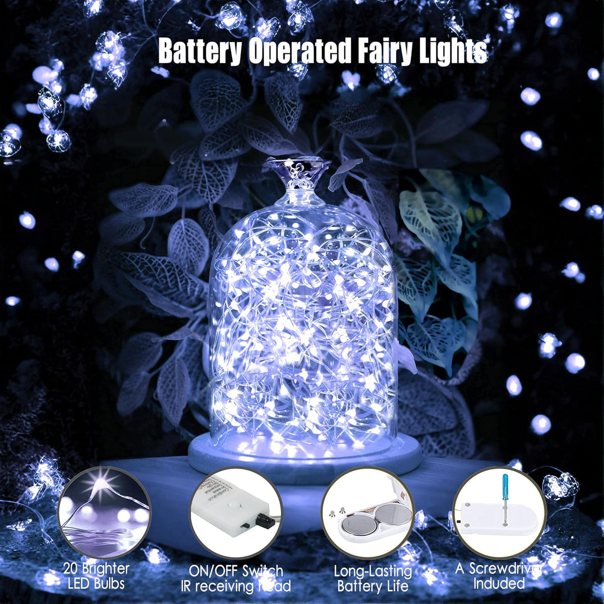 6 Pack Fairy Lights Battery Operated String Lights w/ Timer,2 Remotes,20LED