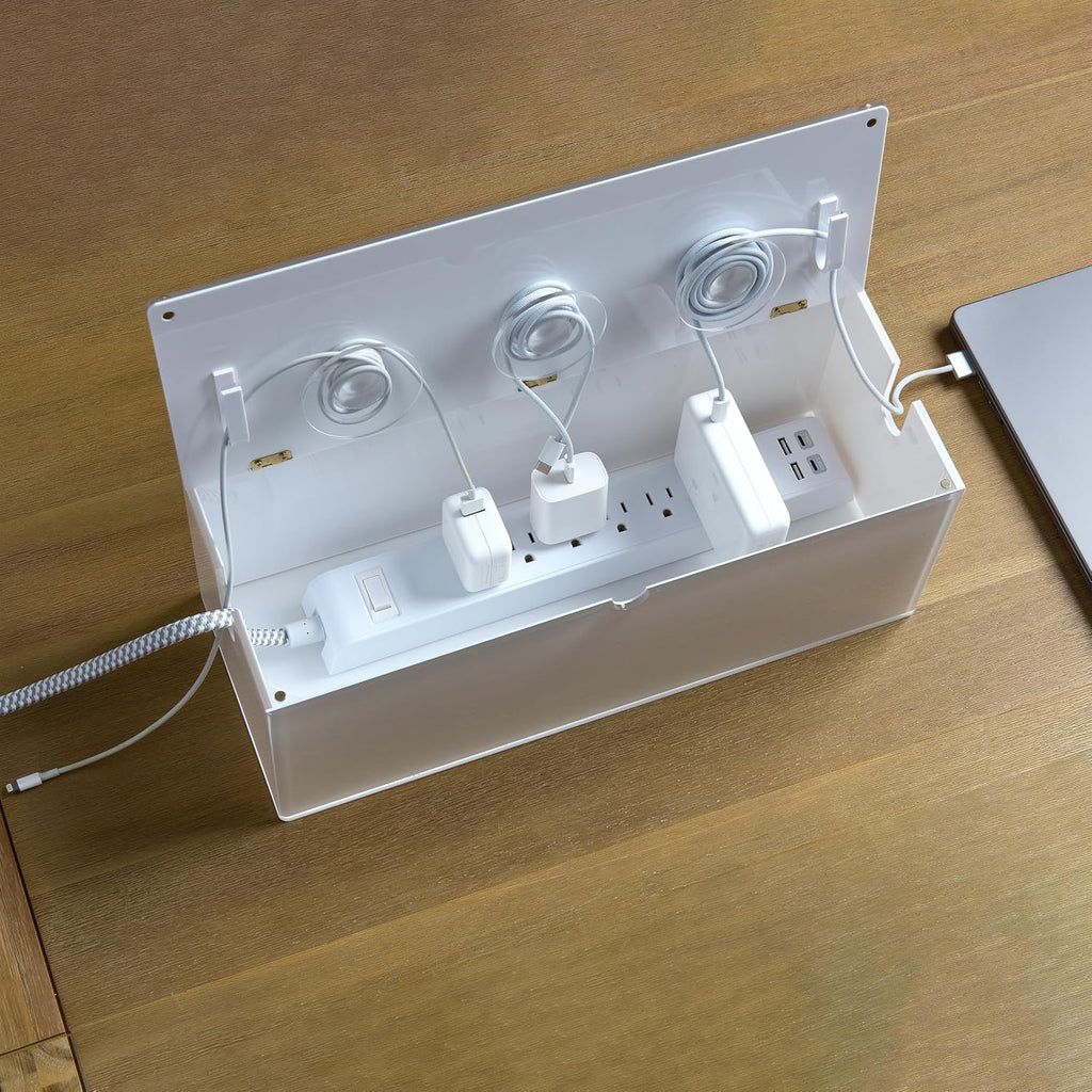 russell+hazel Acrylic Cable Management Box with Hinged Lid, Clear