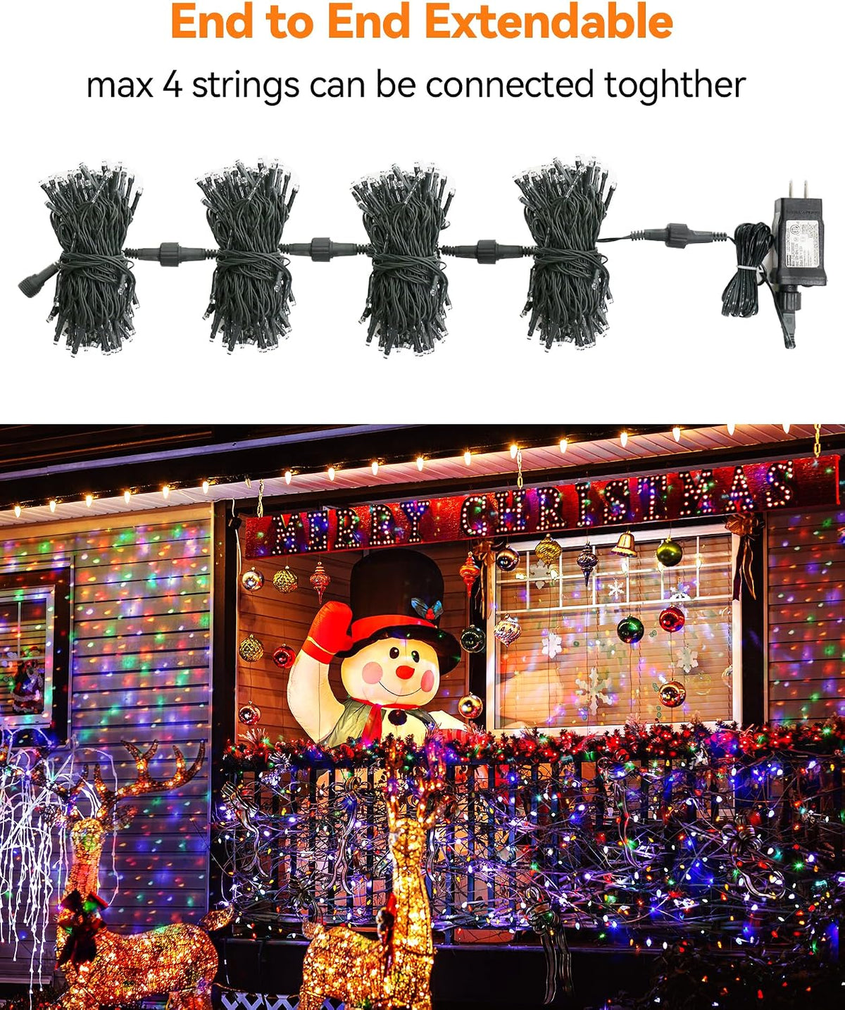 Blingstar Christmas Lights Colored String Lights 33 Ft 100 LED Waterproof Multicolor Twinkle Lights 8 Modes 30 V Plug in Fairy String Lights for Indoor Outdoor Xmas Tree Bedroom Garden Party Decor