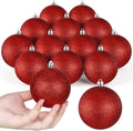 Leitee 16 Pcs 3.15 Inch Glitter Christmas Ball Ornaments, Red