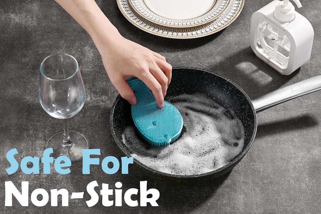 Fox Run Silicone Whale Dish Scrubber, 6" Multipurpose Kitchen Cleaning Pad
