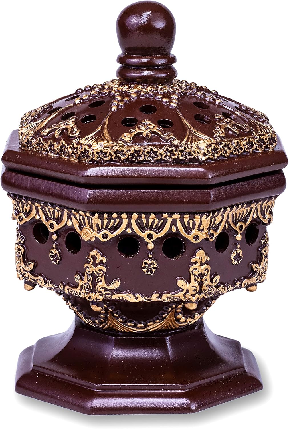 Charcoal Incense Burner Holder Luxury Octagon - Bakhoor Burner, Frankincense Resin Burner - for Office & Home Decor | Suitable for Incense Charcoal