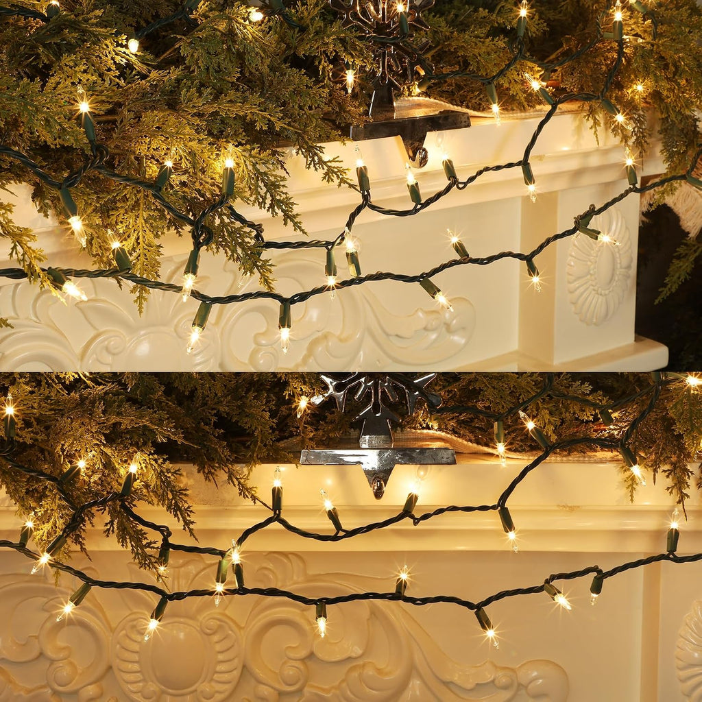 2 Pack Clear Christmas String Lights, 100 Count Each, Incandescent Mini Christmas Lights, Connectable Xmas Tree Light for Indoor Outdoor Garland Birthday Holiday Wedding Festival Party