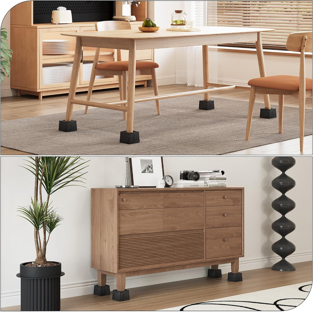 EasyPAG Bed Risers 3 inch Heavy Duty, Elevate Height 2 inch, Wood Furniture Risers for Couch Table Desk, Support 2200 Lbs, 1-inch Deep Anti-Fall Edge Bed Lifts with Non-Slip Pads, 4 Pack, Black