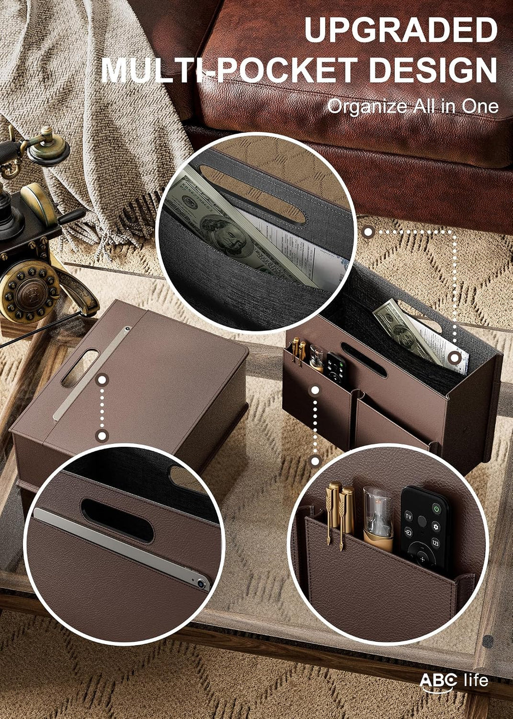 ABC life Magazine Holder,Magazine Rack Floor, Brown