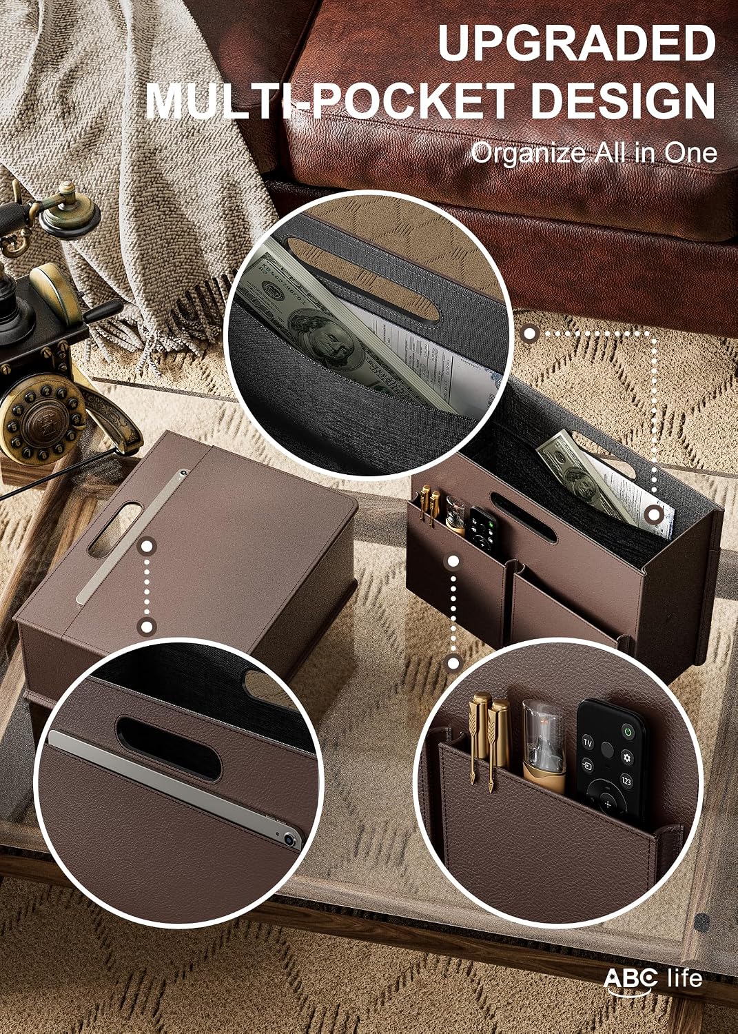 ABC life Magazine Holder,Magazine Rack Floor, Brown