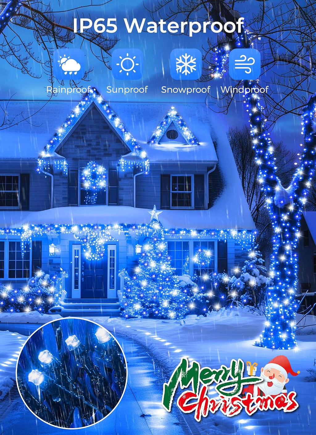 Minetom Solar Christmas Lights Outdoor Waterproof,4Pack Total 160FT 400 LED