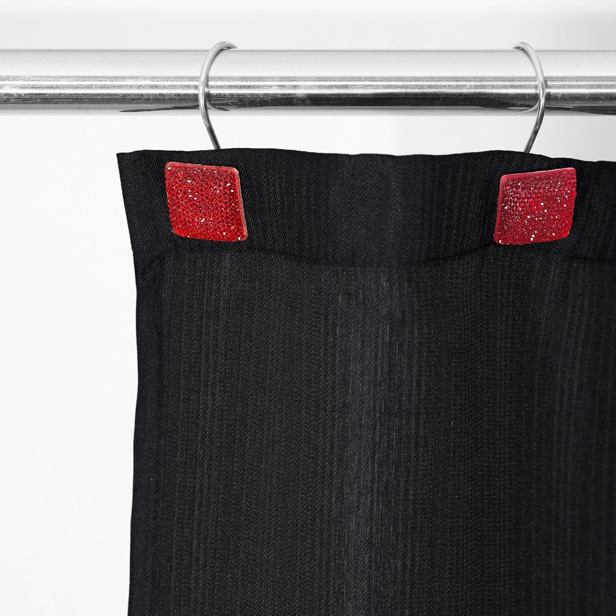 Red Bling Shower Curtain Hooks: Christmas Bathroom Curtain Rings, 12Pcs