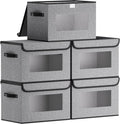 Gray Storage Baskets with Lid,Closet Bin,15x9.8x9.8in,5Pack