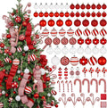 88 Pcs Candy Cane Red and White Christmas Tree Ornaments Set