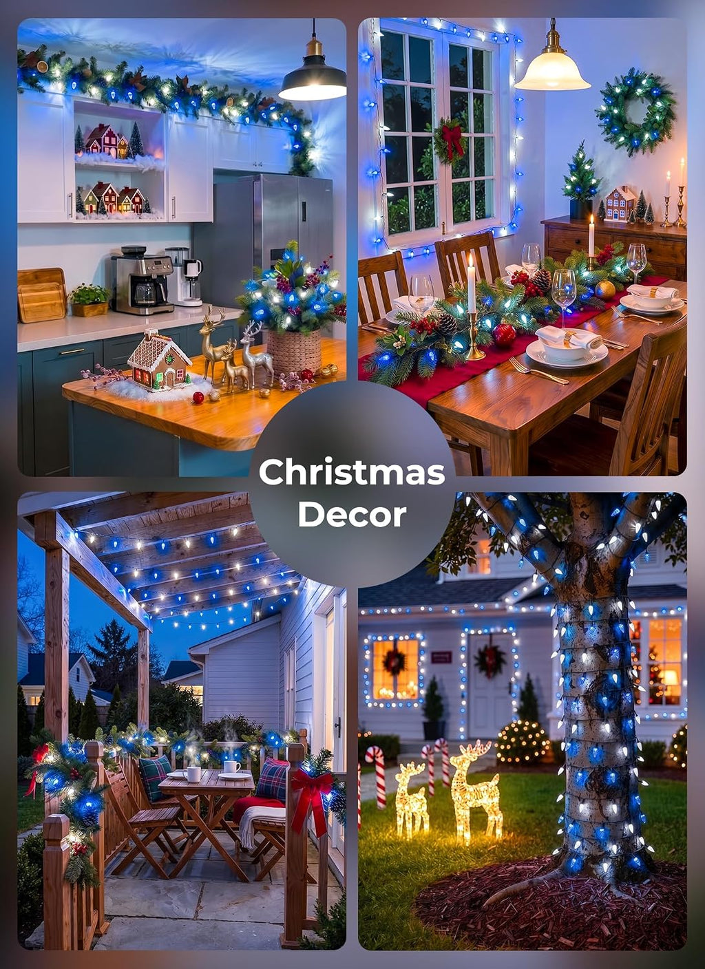 Brightown 2 Pack Battery Operated Christmas Lights 16.5FT Blue & White