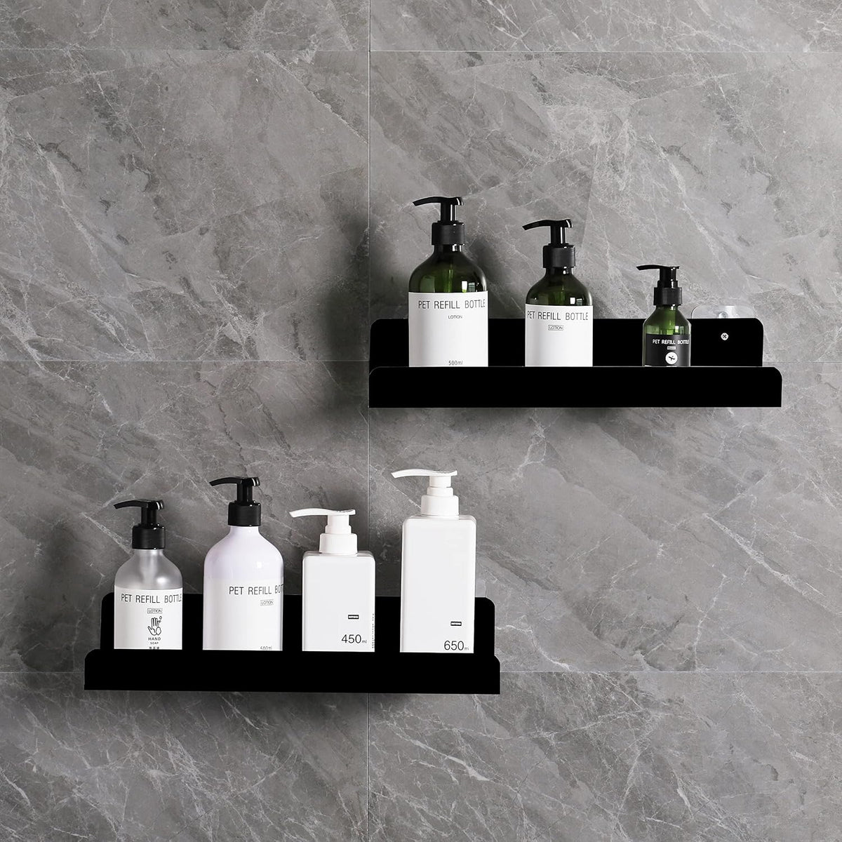 Sooyee 6 Pack Black Floating Shelves, 15 Inch Acrylic Shelves, Wall Mounted Bookshelf, Invisible Picture Ledge Display Shelves