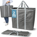 CleverMade Collapsible Laundry Baskets, 64L Caddy 2 Pack, Charcoal