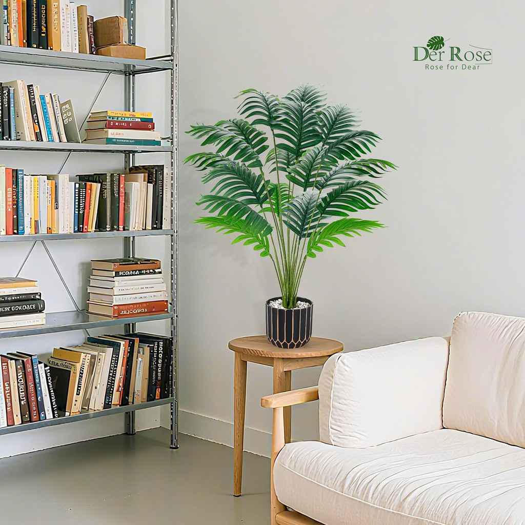 Der Rose 28" Fake Palm Tree, Artificial Plants Indoor with Black Gold Pot