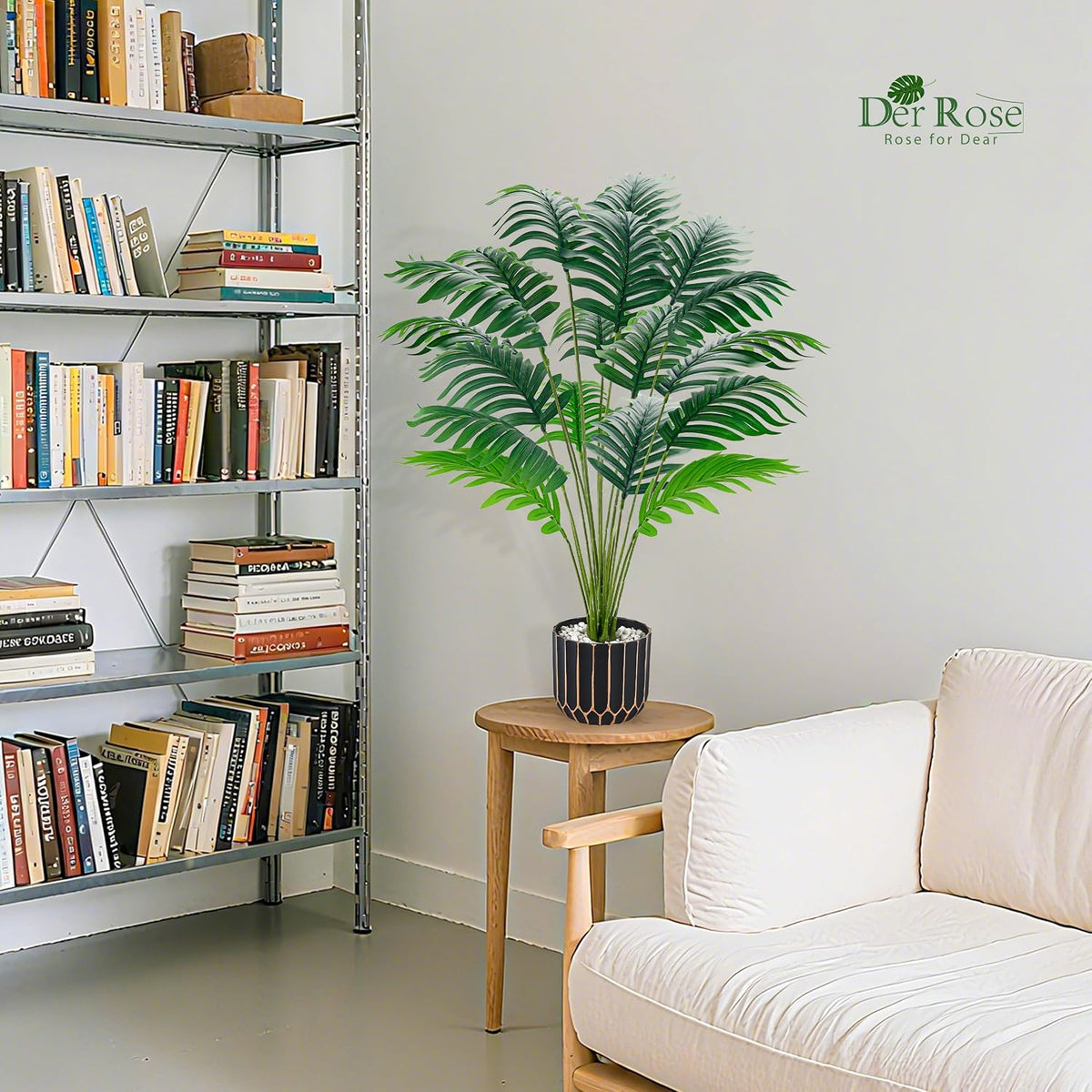 Der Rose 28" Fake Palm Tree, Artificial Plants Indoor with Black Gold Pot