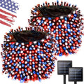 Solar String Lights Outdoor 2 Pack 480 LED Christmas Lights Red White Blue