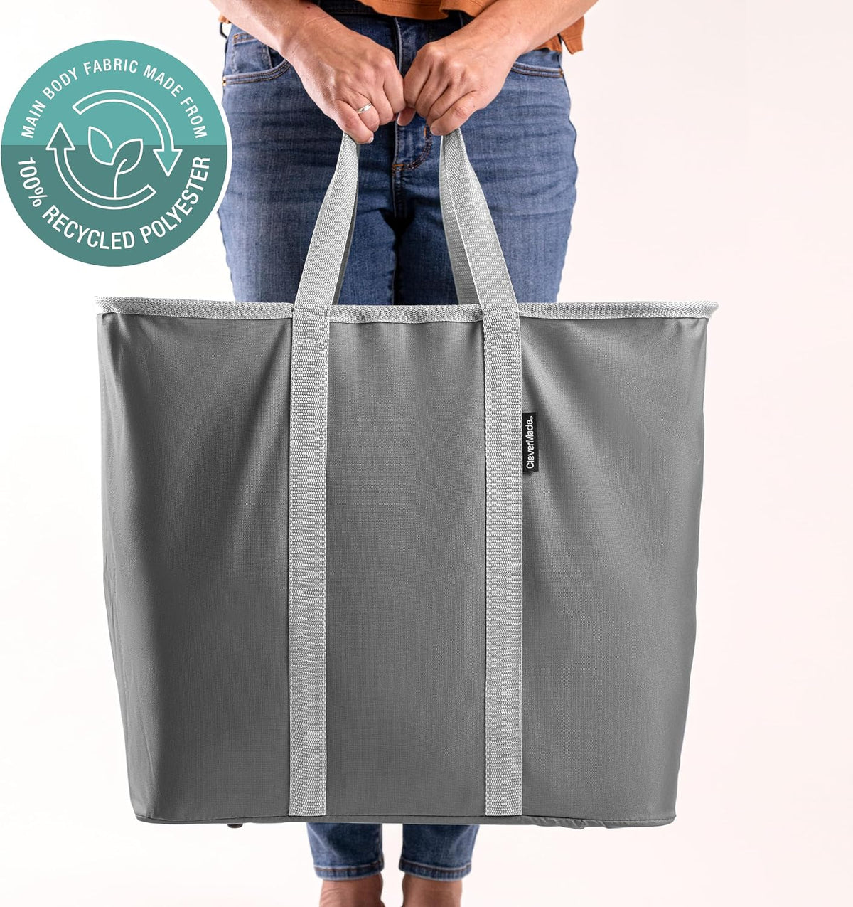 CleverMade Collapsible Laundry Baskets, 64L Caddy 2 Pack, Charcoal