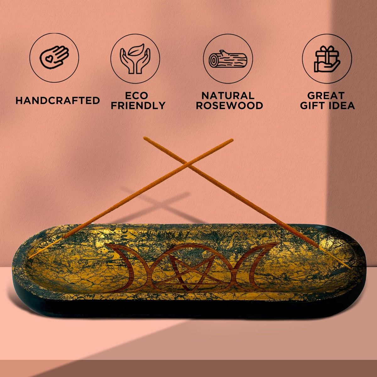 raajsee Carving Incense Holder -Incense Burner Holder –Ash Catcher - Incense Stick Holder - Meditation & Yoga - Great Gift for Any Occasion Size 11x4 inch