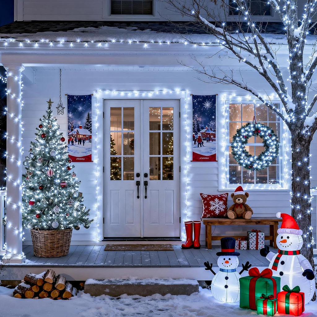 JMEXSUSS 66ft 200 LED White Christmas String Lights Indoor Outdoor Plug in