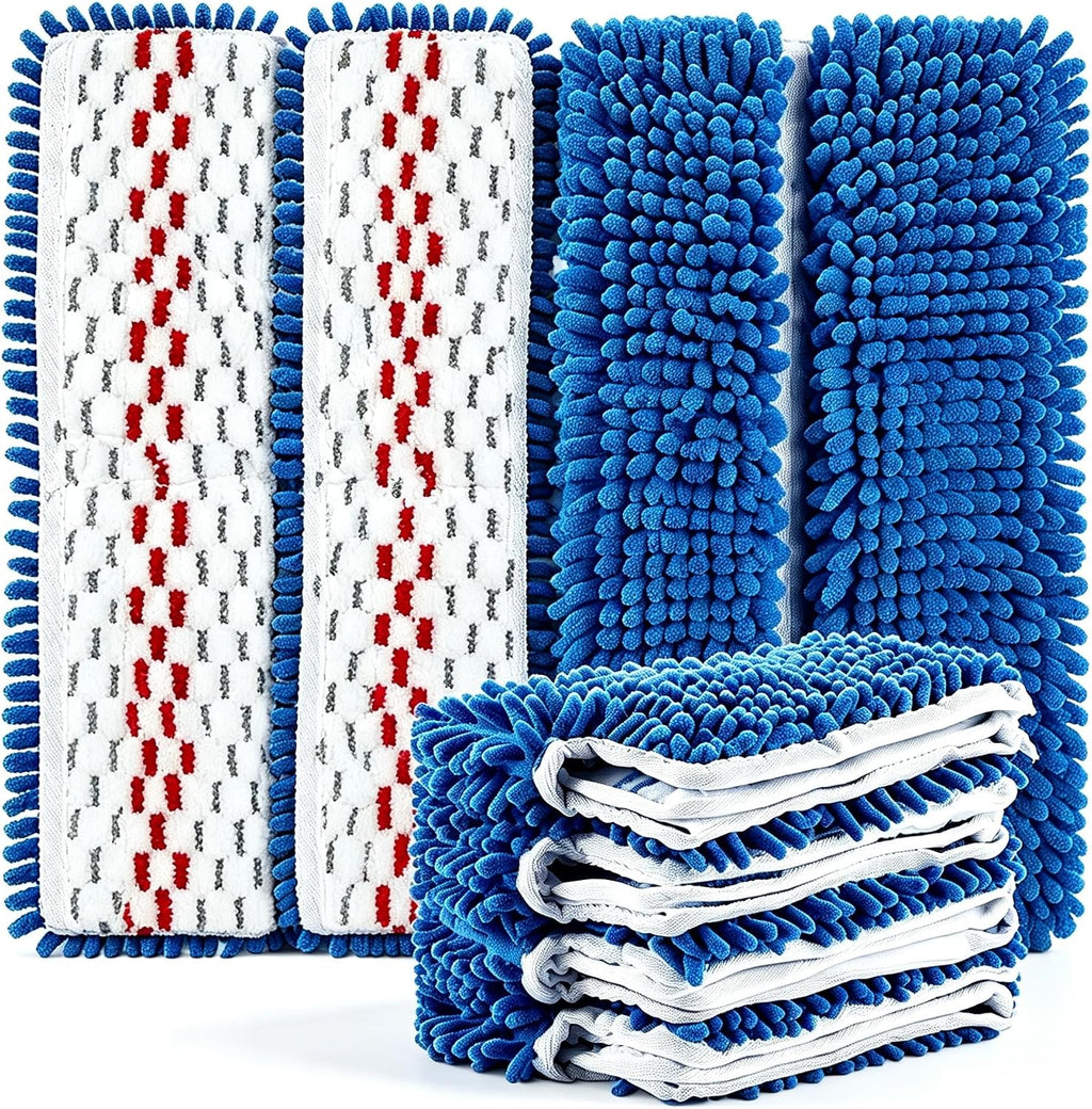4 Pack Microfiber Flip Mop Refills,Compatible with O-Cedar Double Sided Mop Replace,Replacement Reusable Heads with Microfiber & Chenille for Dry/Wet Use,Machine Washable