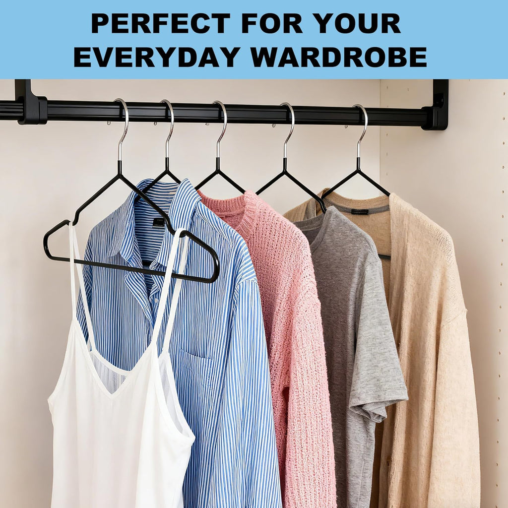 Quality Non-Slip Metal Hangers 200 Pack - Slim Space Saving for Closet