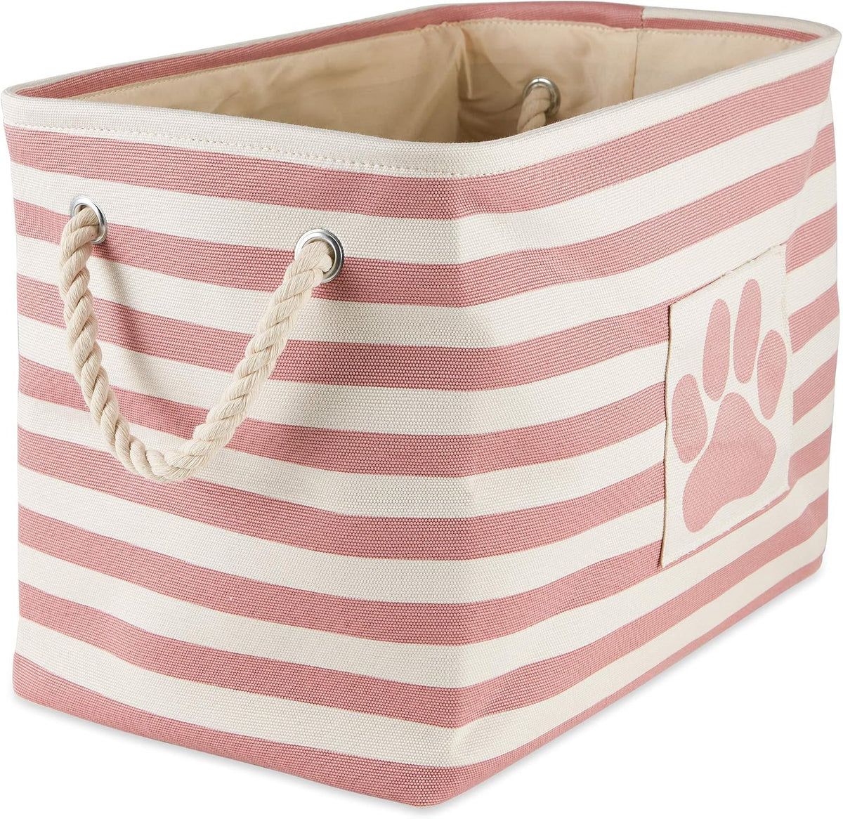 Bone Dry Dog Toy Basket, Rectangle Rose Small, Collapsible