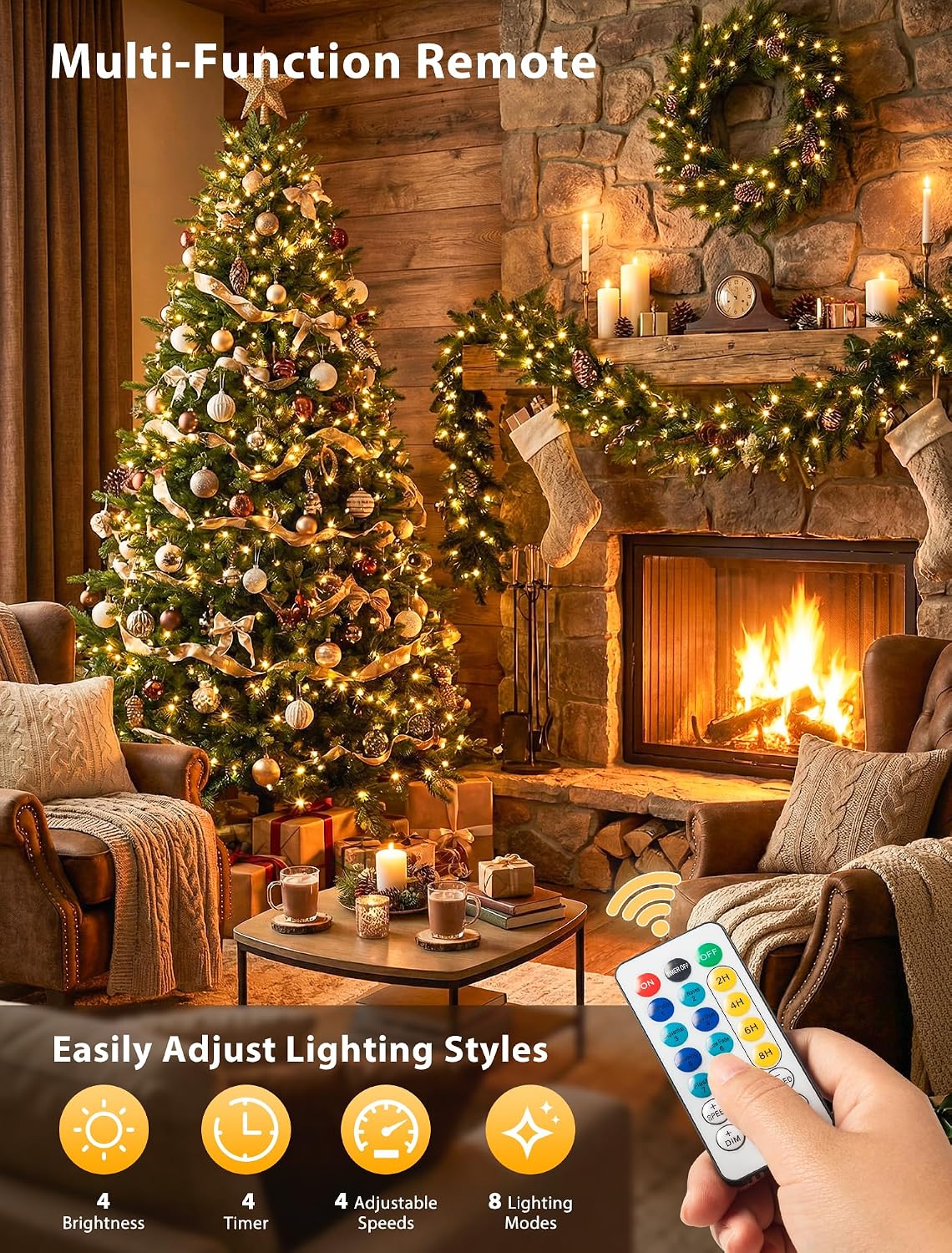 Hopolon Warm White Christmas Fairy String Lights, 33FT 100-LED with Remote