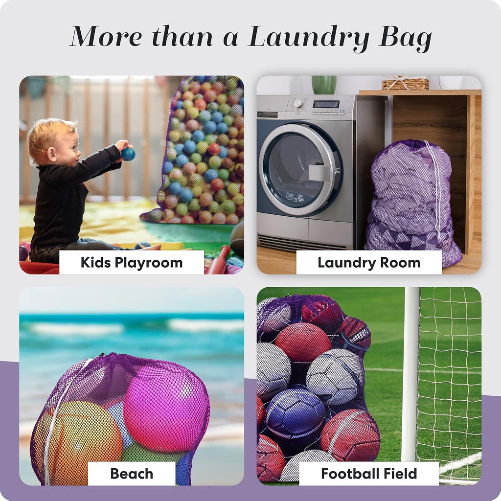 Handy Laundry Mesh XL Laundry Bag 24"x36", Heavy Duty Drawstring, Purple