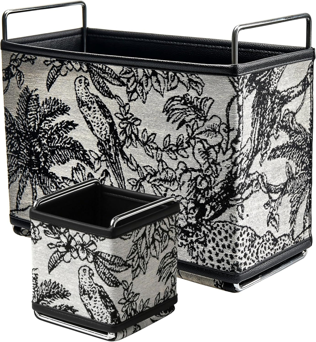 2 Pack Tapestry Organizer Set: PU Leather Magazine Holder & Remote Caddy