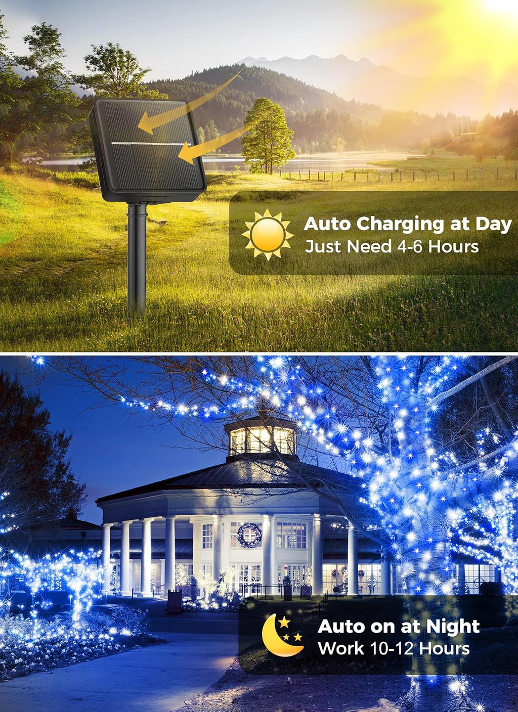 Minetom Solar Christmas Lights Outdoor Waterproof,4Pack Total 160FT 400 LED