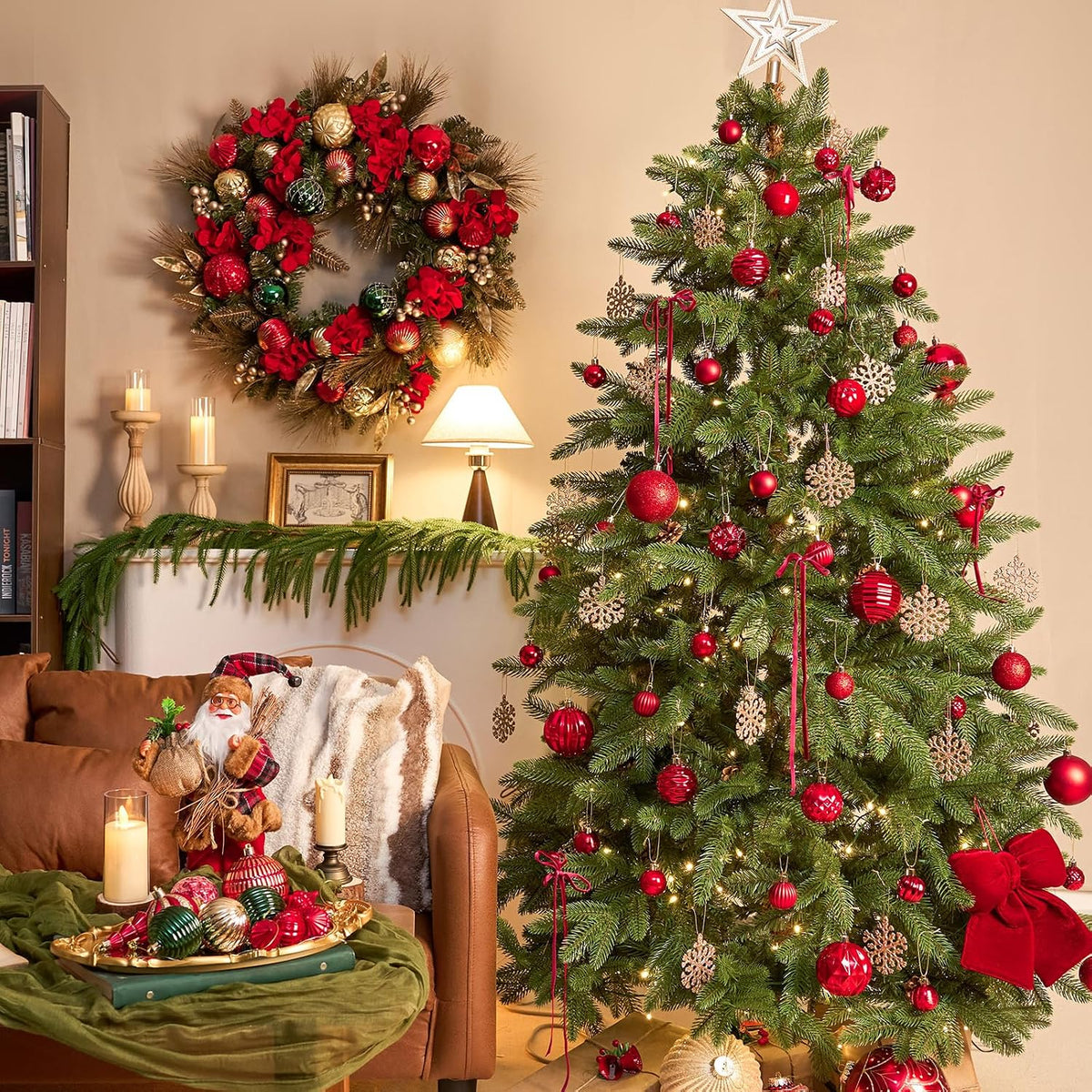 JORNOY 47CT Christmas Tree Balls Ornaments, Red