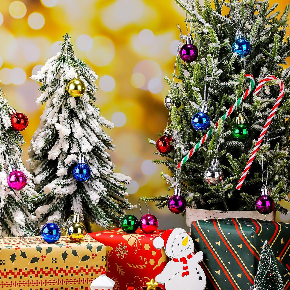 Sumind 80 Pcs Mini Christmas Ball Ornaments 1 Inch Glitter Smooth Ball