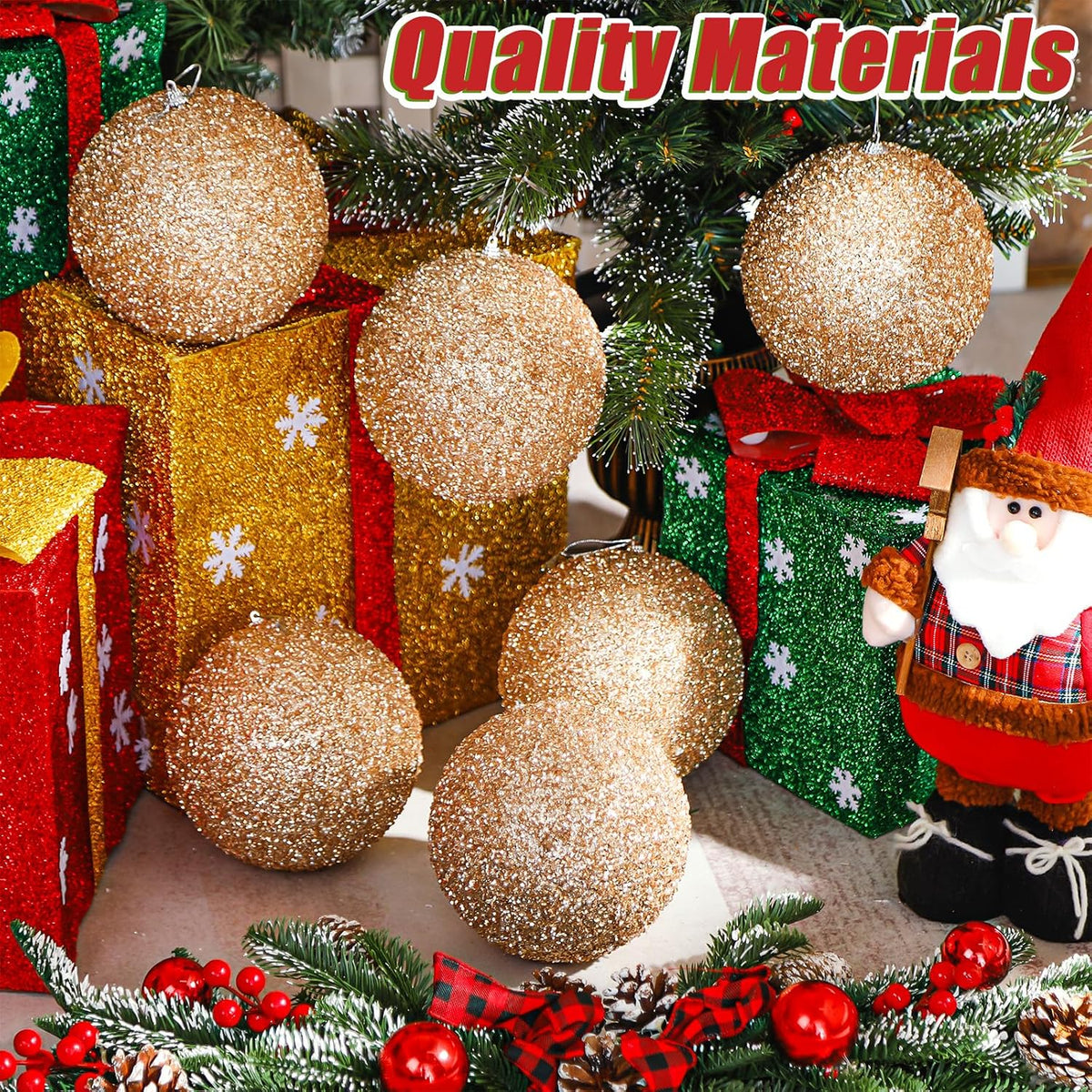 Wettarn 12 Pieces Champagne Gold Large 6" Christmas Balls Ornaments